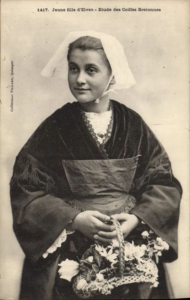 Jonge vrouw uit Elven - Studie van Bretonse Hoeden — Collectie VILLARD, Quimper, n° 1417 - Voorkant