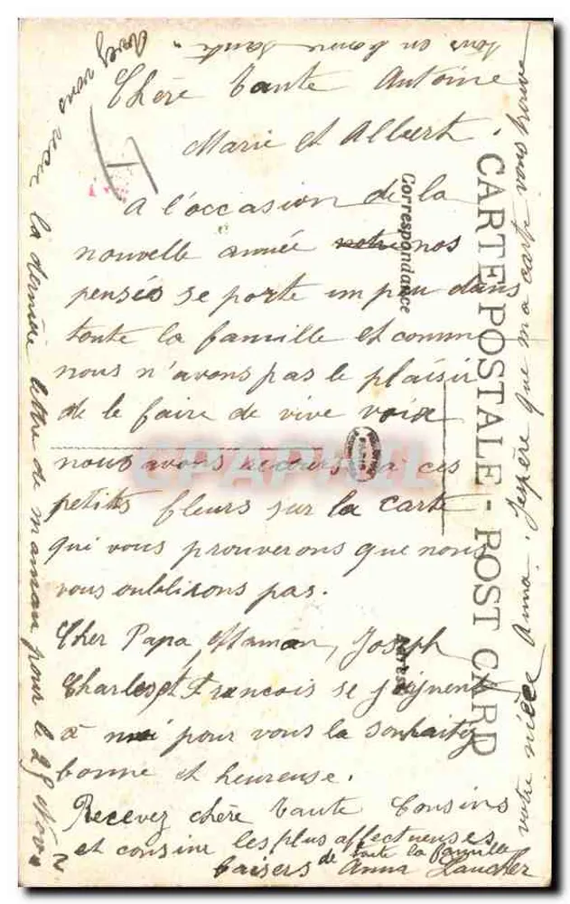 Besneeuwd kasteel — ansichtkaart met rozen en wijnstok — uitgever 'CARTES POSTALES - POST CARD' n°1014 - Achterkant
