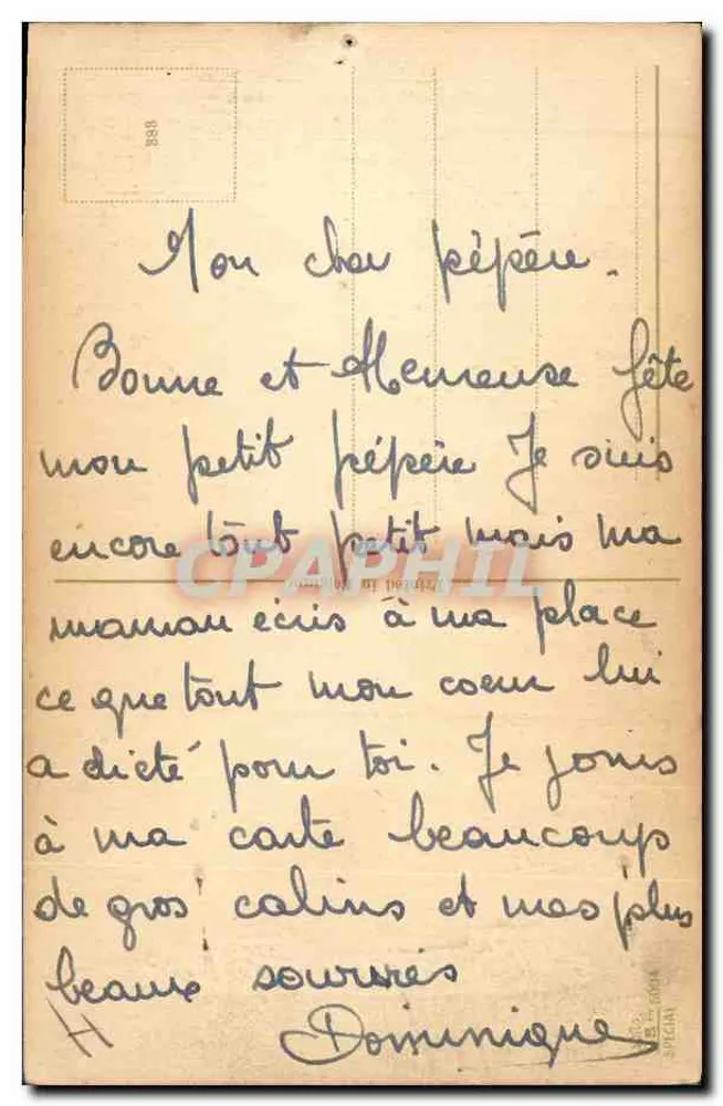 Enfant avec bouquet — scène intérieure — éditeur non visible - Verso