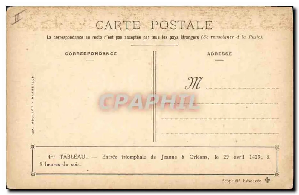 Triumphale Einzug von Jeanne d'Orléans — Orléans — Imp. Moullet, Marseille - Rückseite