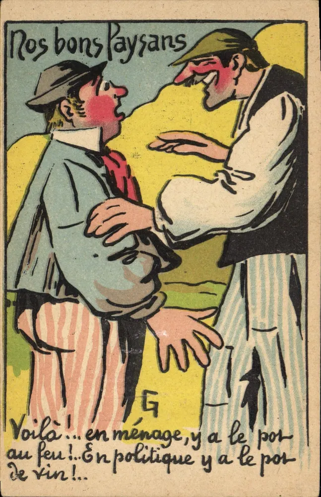 Unsere guten Bauern — politische Karikatur — französische Herstellung M.L. Paris, Serie Nr. 673 - Vorderseite