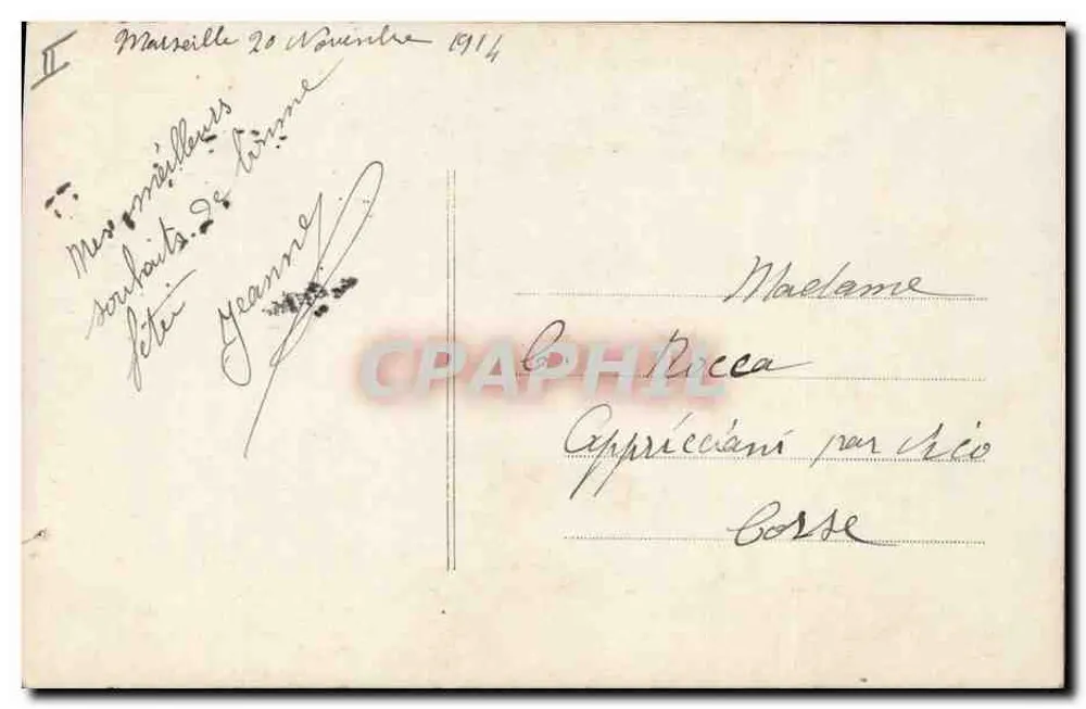 Frau in grüner Robe mit Blumenstrauß — J.K. — n° 763 - Rückseite