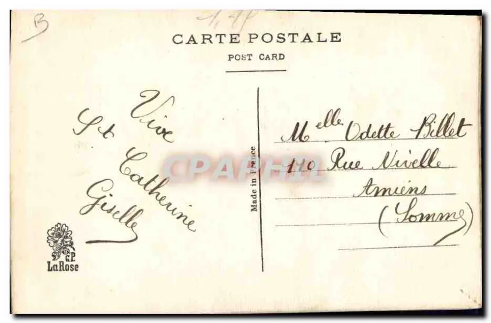 Flor de rosa bordada — carta postal de LaRose — n°3 - Verso