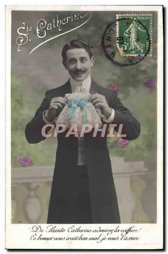 Sainte Catherine — Mann, der eine Frisur bewundert — Verlag A.N. Paris, Nr. 401 - Vorderseite