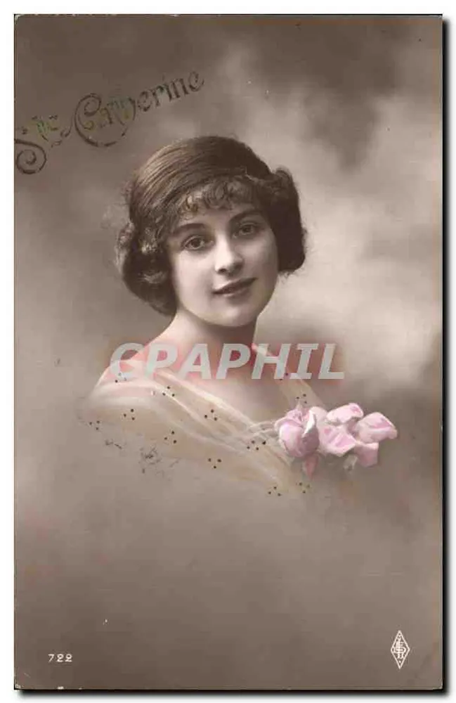 Sainte Catherine — Portrait einer jungen Frau mit Rosenstrauß — Verlag: C. Catherine, Nr. 722 - Vorderseite