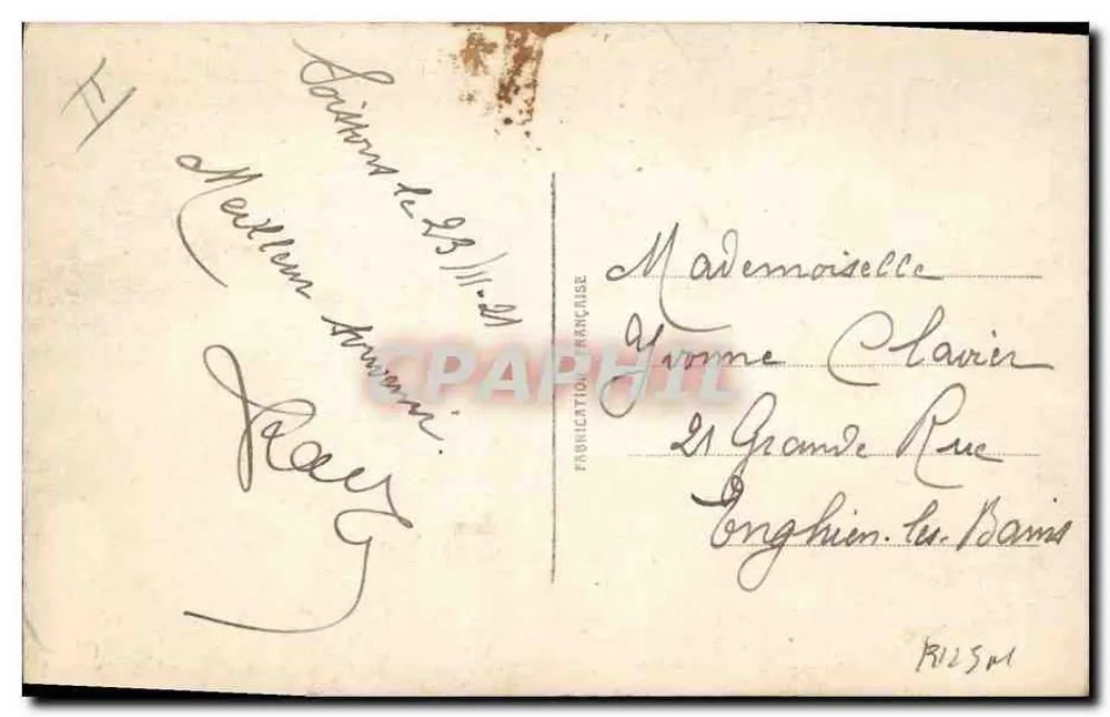 Frau in grünem Hut mit violett gefüllten Blumen — S.T.E. CATHERINE, n°624 - Rückseite