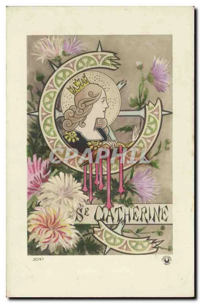 Heilige Katharina — Art Nouveau-Illustration — anonymer Verleger, Seriennummer 3047 - Vorderseite
