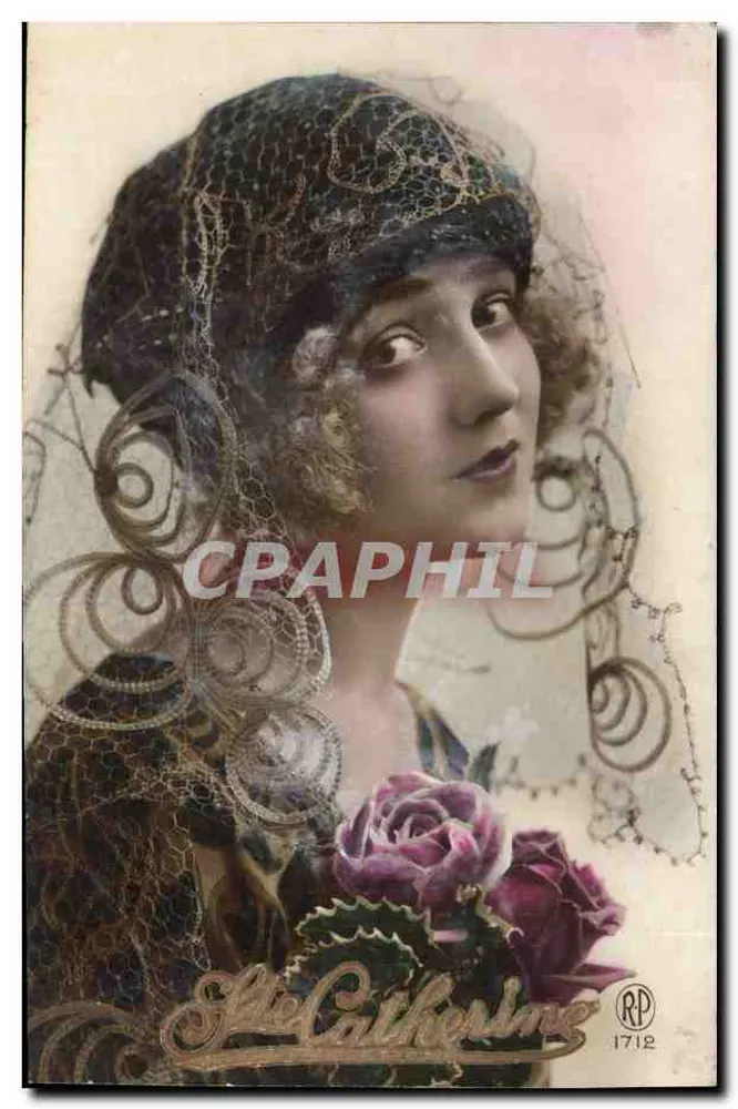 Junge Frau im Schleier — Rosen — Élise Catherine, n° 1712, RP - Vorderseite