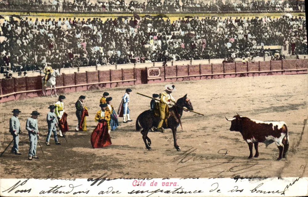 Corrida de touros — Gîte de vara — Purger & Co., München. Photochromkarte 3236 - Frente