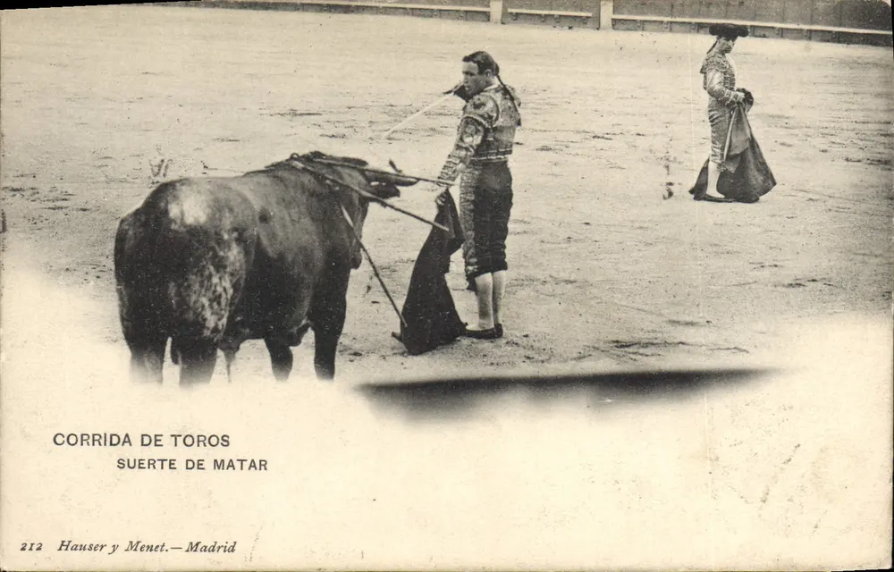 Corrida de touros — Suerte de matar — Hauser y Menet, Madrid, n° 212 - Frente