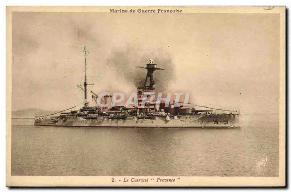 O Couraçado "Provence" — Marinha de Guerra Francesa — G. Artand, Nantes - Frente