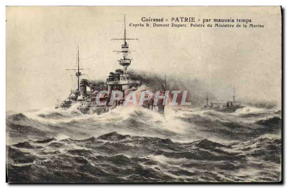 Panzerkreuzer « PATRIE » — bei schlechtem Wetter — nach R. Dumont Duparc, Maler des Marineministeriums - Vorderseite