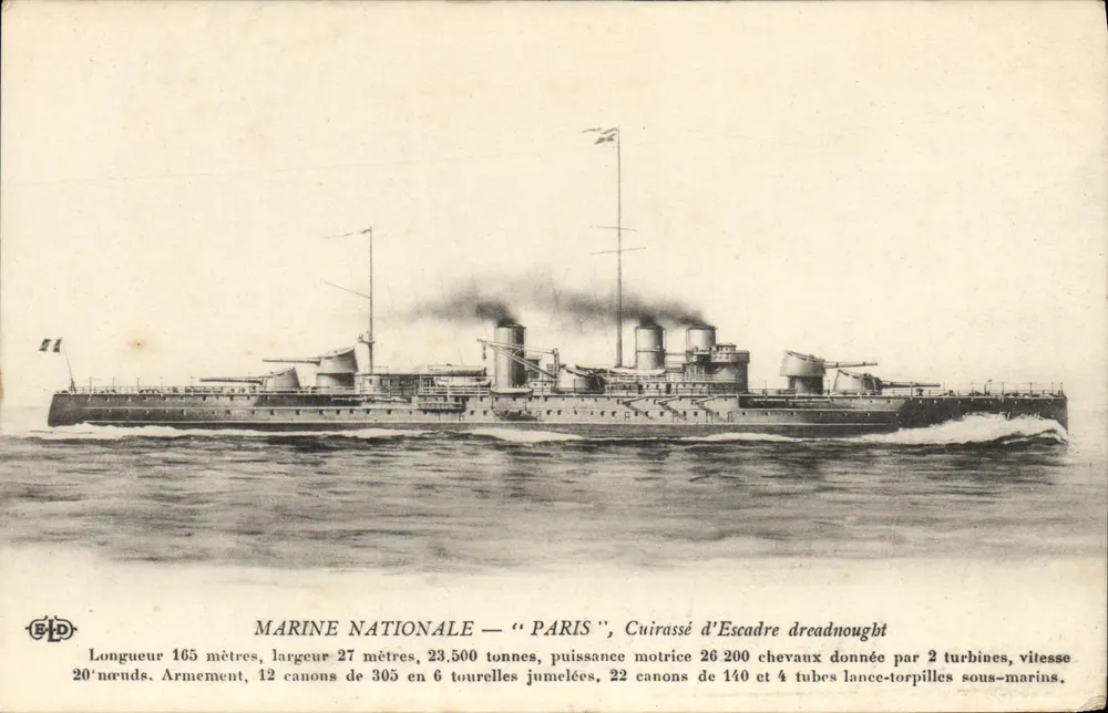 Marine Nationale — "Paris", Cuirassé d'Escadre dreadnought - Vorderseite