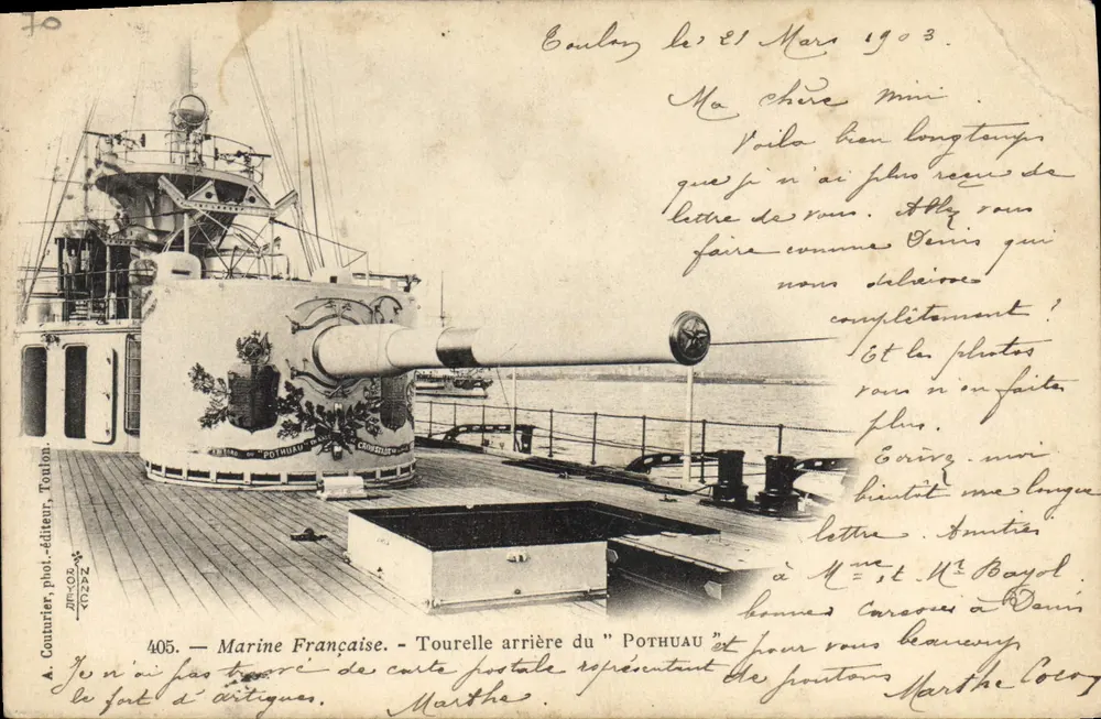 Rückturm des "Pothuau" — Französische Marine — A. Courrier, Foto-Verlag, Toulon, Nr. 405 - Vorderseite