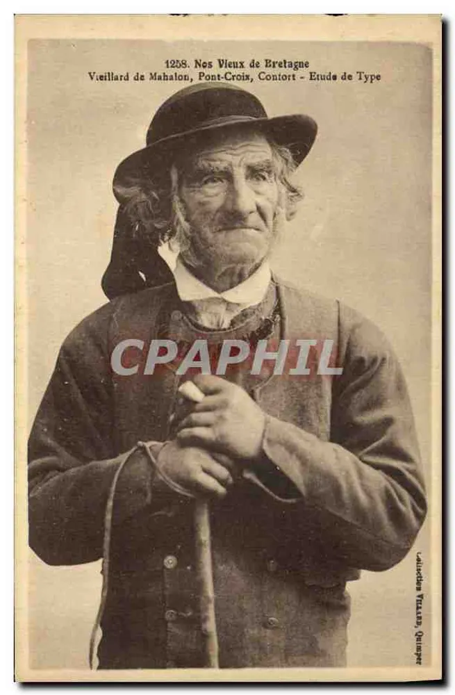 Alter Mann von Mahalon, Pont-Croix, Cornouaille — Typstudie — Valois de Villard, Quimper - Vorderseite