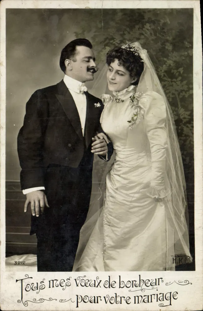 Nehe Hochzeit — Paar in Hochzeitskleidung — H.K.C. n°3918 - Vorderseite