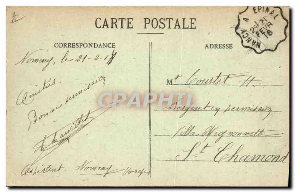 NOMEXY (Vosges) — Spinn- und Weberei von Herrn Perrin — A. Routailler, Epinal - Rückseite