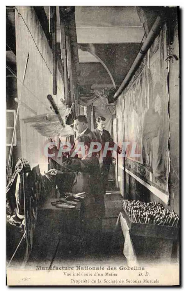 Manufacture Nationale des Gobelins — Innensicht eines Webstuhls — D. D. - Vorderseite