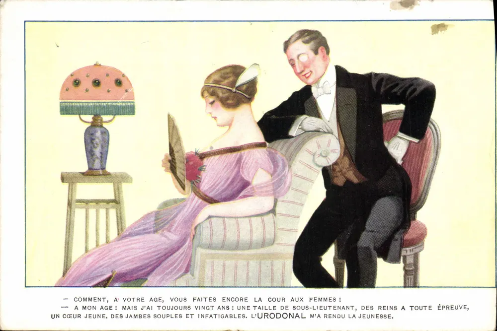 Jugend und Eleganz — Flirt-Szene — Verlag L'Urodonal, Seriennummer nicht sichtbar - Vorderseite