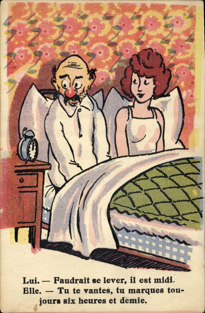 Casal na cama — cena humorística — editor GH Paris, n° II - Frente