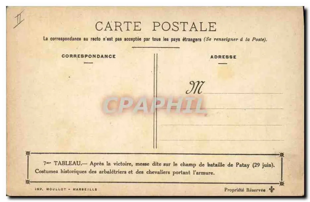 Patay — Messe nach der Sieg — IMP. MOULLOT - MARSEILLE - Rückseite