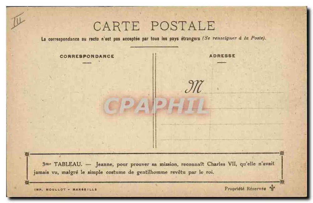 Jeanne d'Arc erkennt Charles VII — IMP. MOULLOT - MARSEILLE - Rückseite