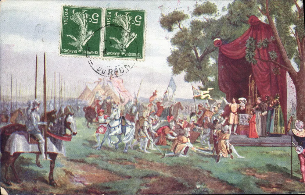 Bordighera — Historische Szene der Schlacht von Patay — Imp. Moutot, Marseille - Vorderseite
