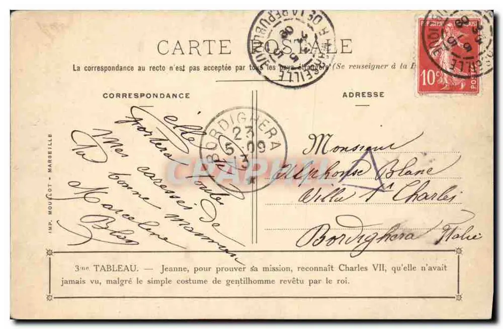 Jeanne d'Arc — Krönung von Karl VII — Imp. Moutot - Marseille - Rückseite