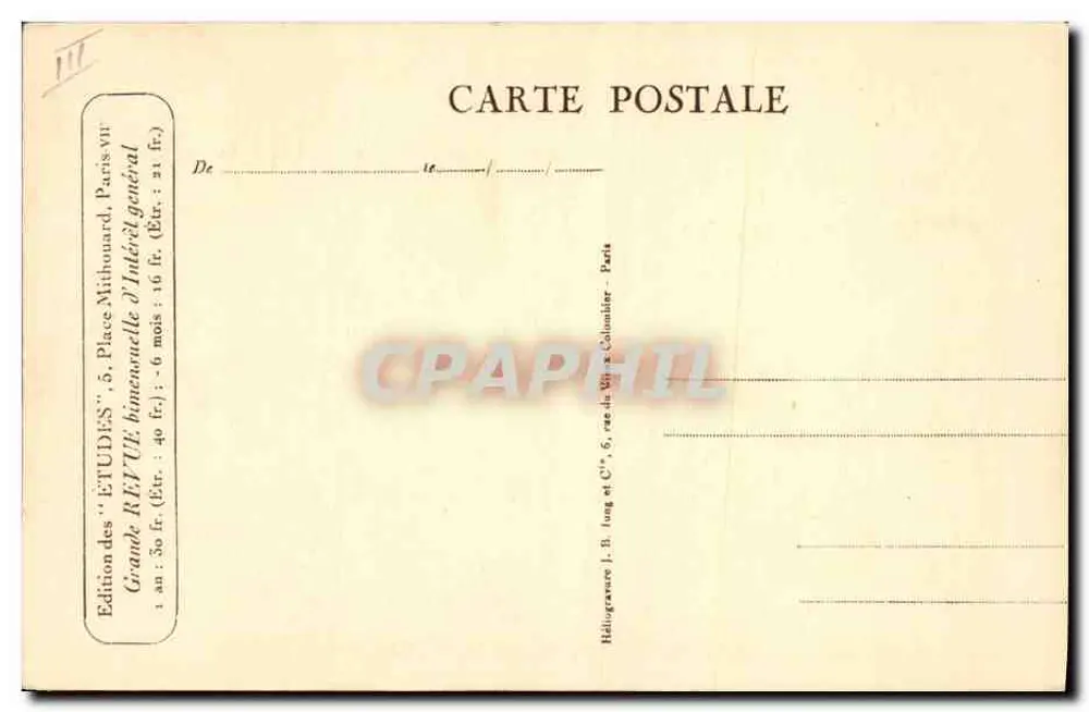 Conde Charles de Montalembert — Retrato por A. Pichon — Coleção das Études, 5, Place Mithouard, Paris - Verso