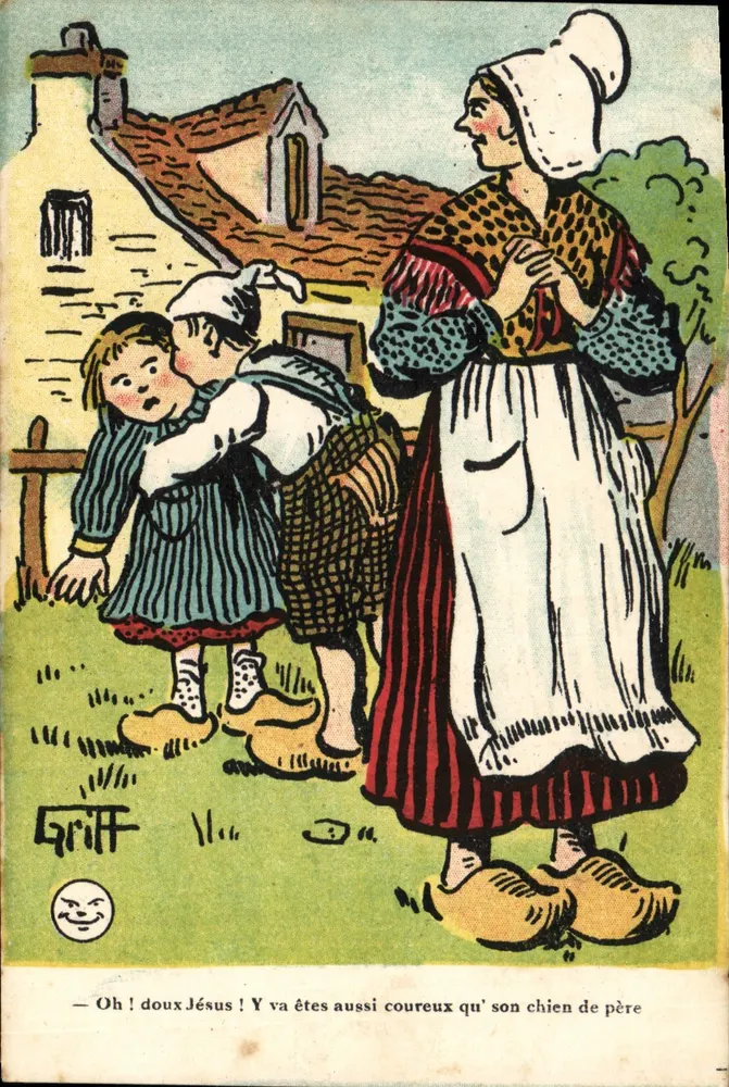 Bambini che giocano — scena di villaggio — Griff - Recto