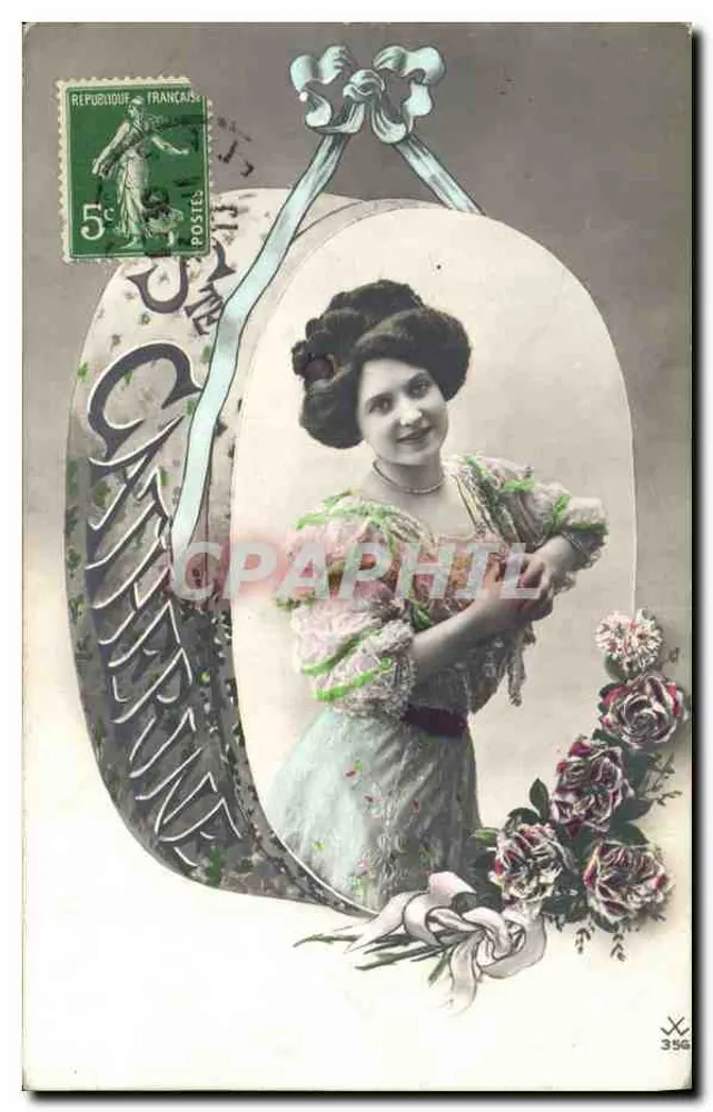 Jovem mulher — retrato em moldura decorativa — editor desconhecido, n° 354 - Frente