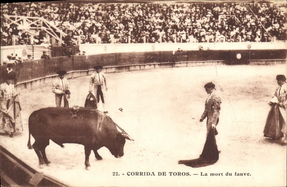 Kampf mit dem Stier — Der Tod des Wilden — Union Universal de Correos, Spanien, Nr. 22 - Vorderseite