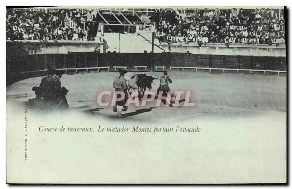 Stierkampf — Der Matador Montes mit dem Estocade — Phototypie E. Lâcour, Marseille - Vorderseite