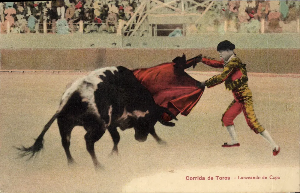 Corrida de Toros — Lanceando de Capa — Éditeur: Eug. Pizanli, Bilbao - Frente