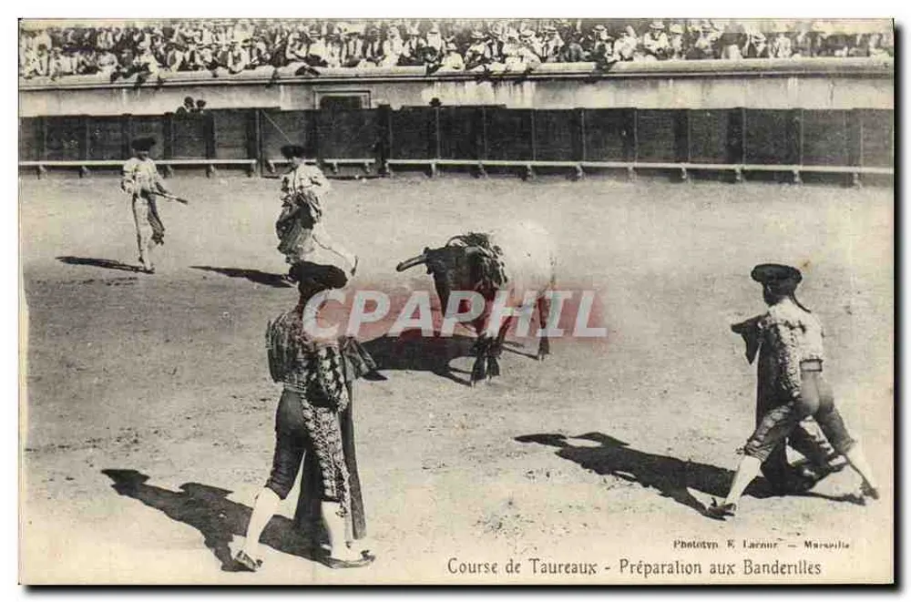 Stierkampf — Vorbereitung auf die Banderillas — Phototyp E. Laennir - Marseille - Vorderseite