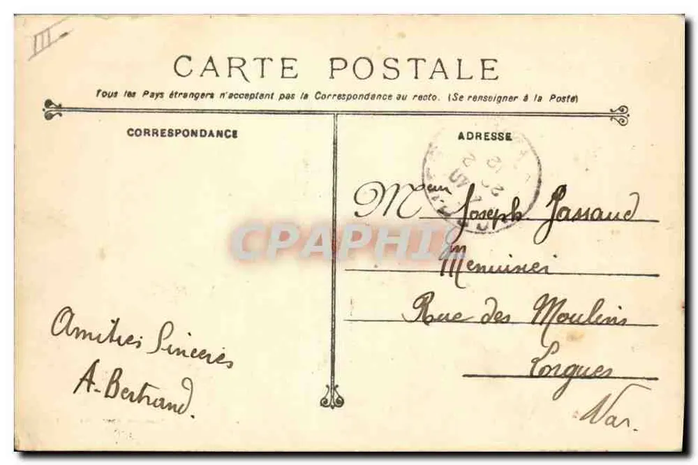 Französisches Kriegsschiff — 73 PATRIE — Turmpanzerkreuzer — Fotograf Marius Bar — Toulon - Rückseite