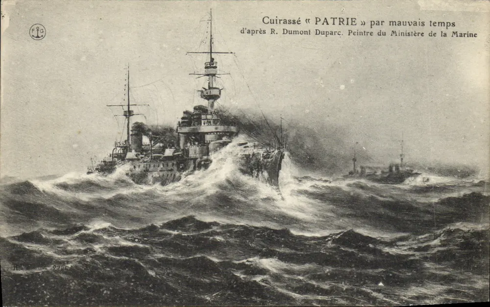 Panzerkreuzer « PATRIE » bei schlechtem Wetter — nach R. Dumont Duparc, Maler des Ministeriums für Marine - Vorderseite