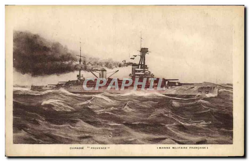 Cruzador "Provence" — Marinha Militar Francesa — editor não visível - Frente