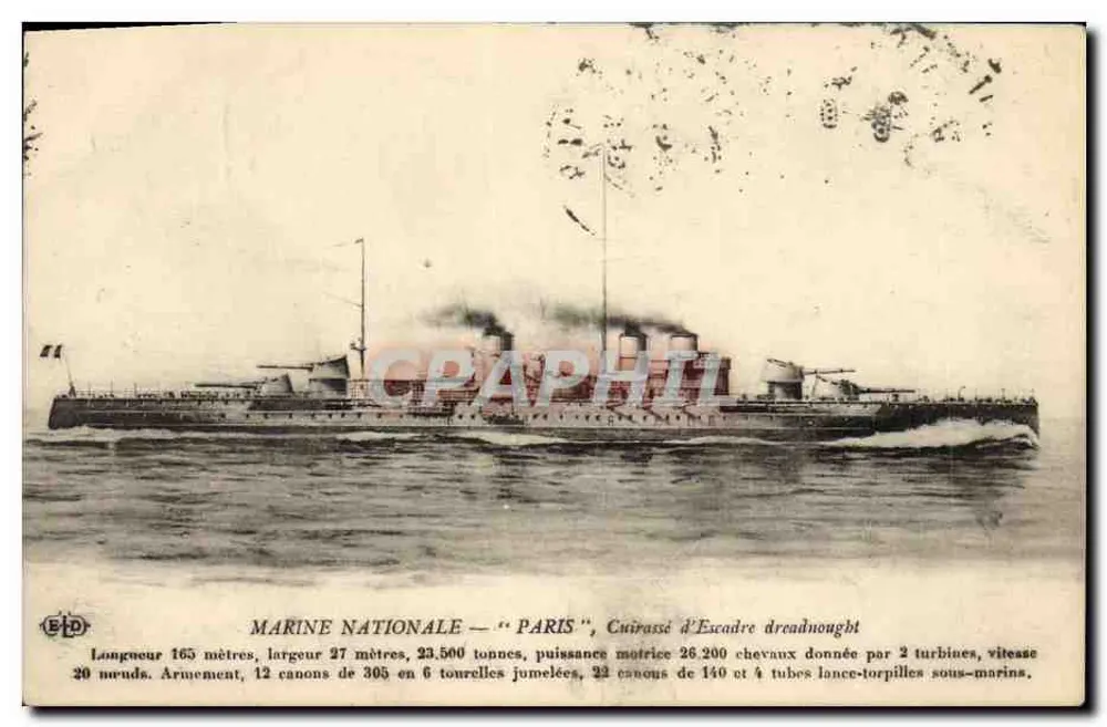 National Navy — "Paris", Dreadnought-Flottenschlachtschiff - Vorderseite