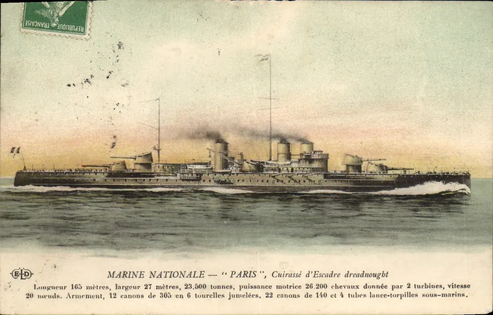 Marine Nationale — « Paris », Dreadnought-Flottenpanzerkreuzer — Verlag E-D - Vorderseite