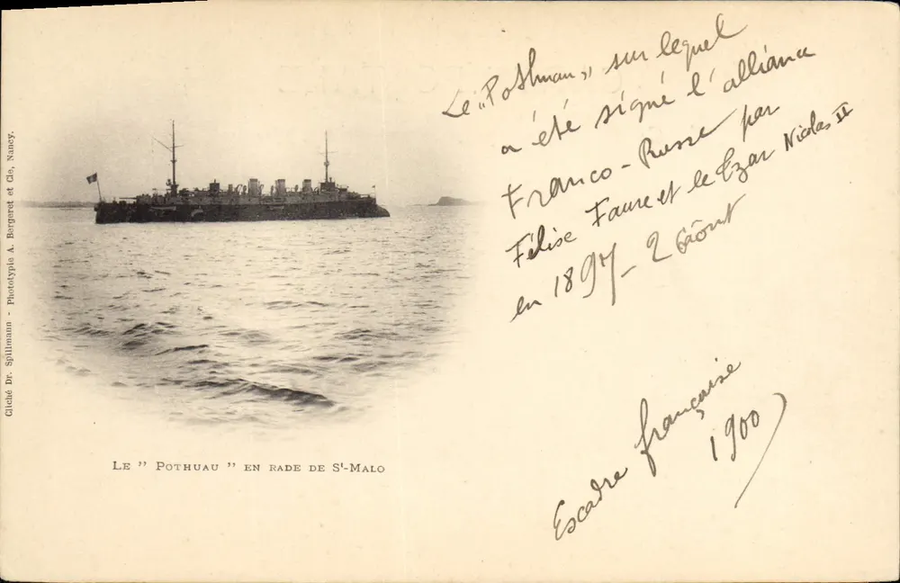 Das "Pothuau" im Hafen von St-Malo — Phototypie A. Bergard et Cie, Nancy — Seriennummer nicht sichtbar - Vorderseite