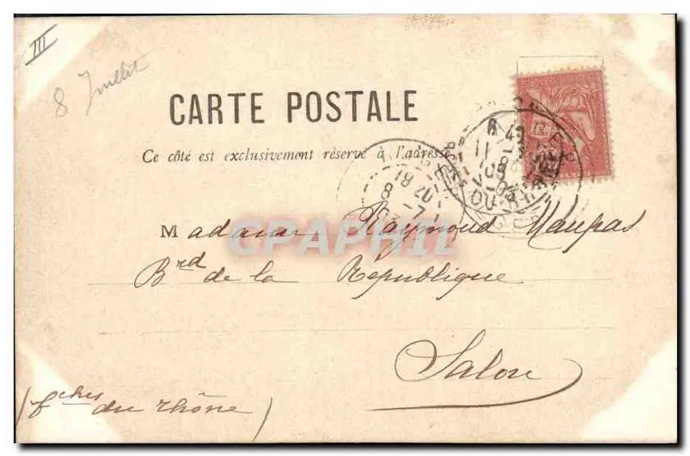 Argel em 1908. Terça-feira. — O «Pégase» — editor não visível - Verso