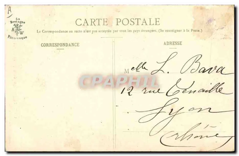 Petite Bigoudène (Font-l'Abbe) — Coleção A. Waron, n°1103 — editor La Bretagne Pittoresque - Verso