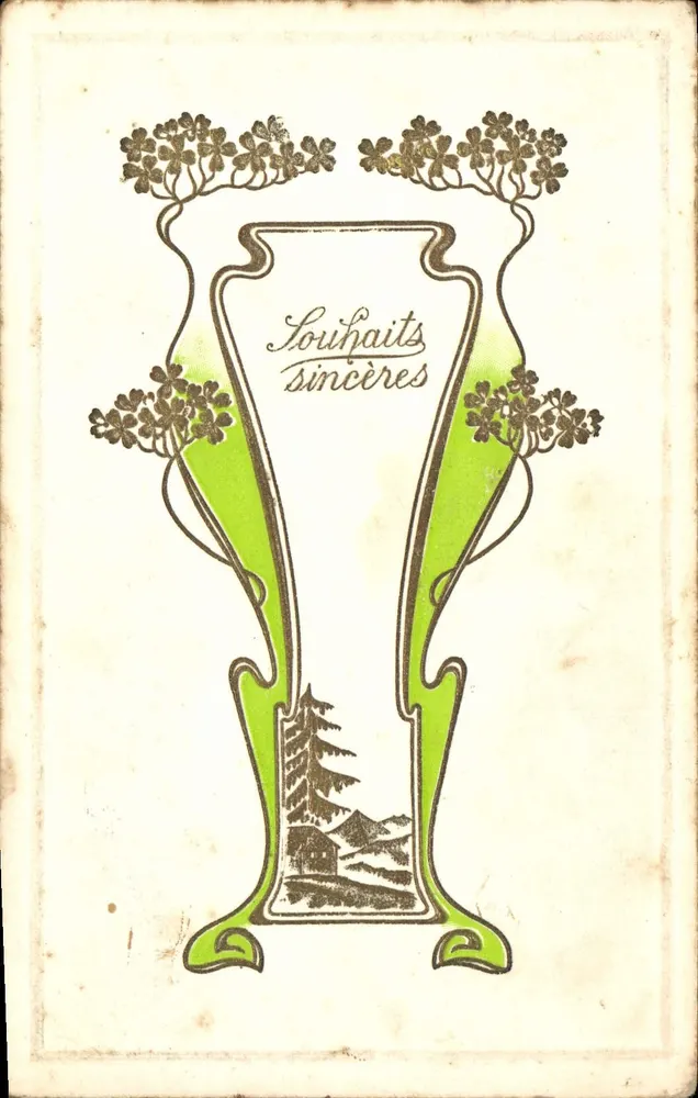 Vaso estilizado com paisagem — Saudações sinceras — editor não visível - Frente