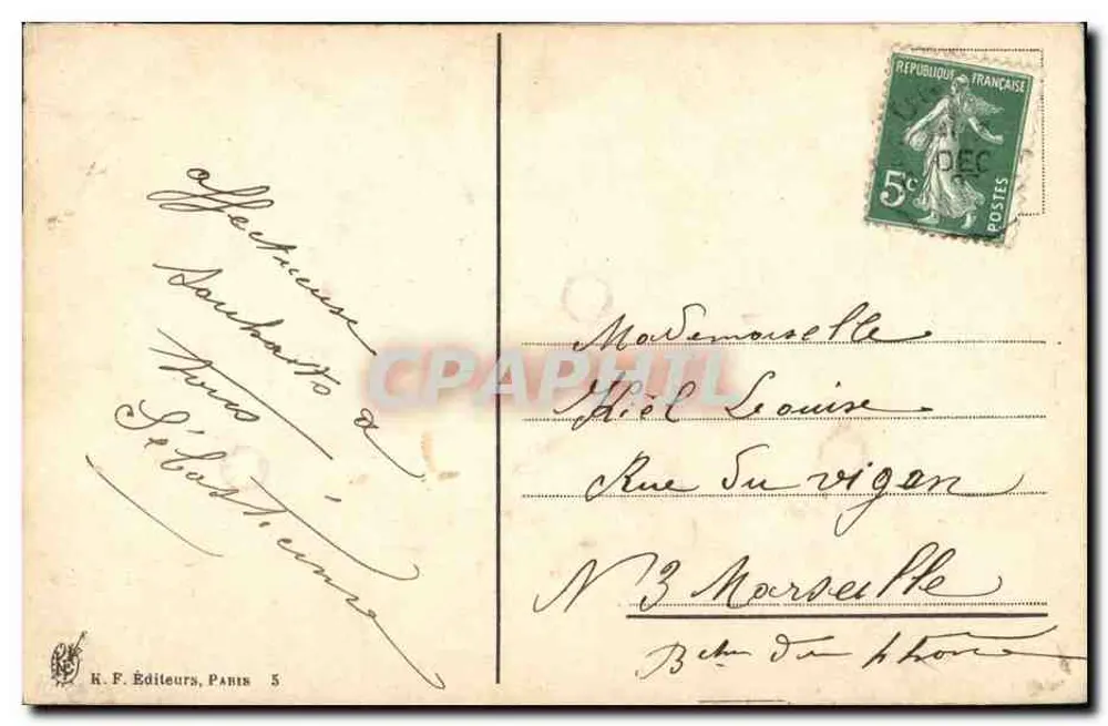 Flores e houx — Boa Ano — R.F. Éditeurs, Paris 5 - Verso