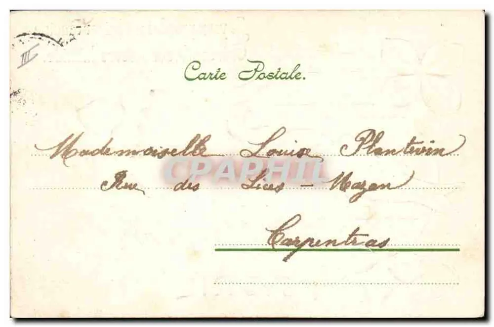Zwei Fische in Hosen und Hut — Liebesgedicht — Carpentras, 1. April 1918 - Rückseite