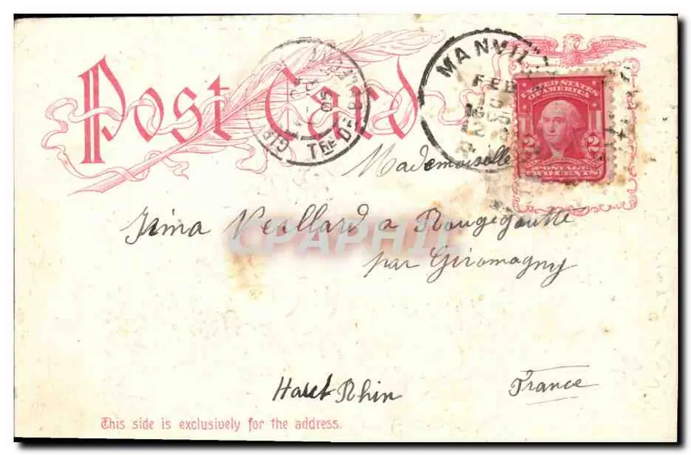 Pansies e paisagem — carta postal ornada — editor desconhecido - Verso