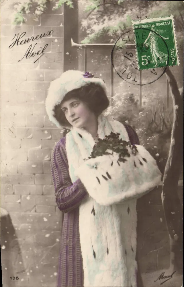 Frau in Pelzjacke — Winter — Verlag Marcel, Nr. 498 - Vorderseite