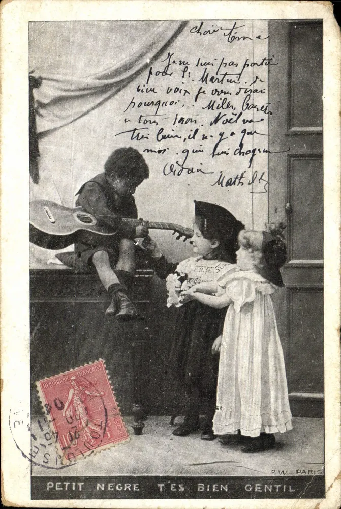 Petit nègre très bien gentil — scène d'enfants avec guitare — éditeur P.W. PARIS - Frente