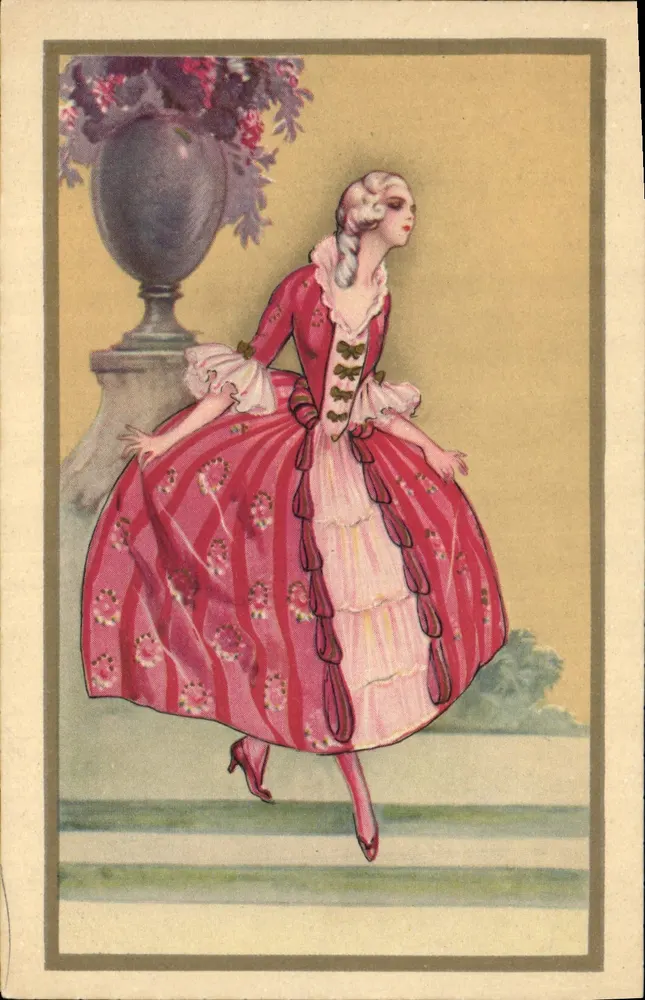 Frau in Hofkleid — Stil des 18. Jahrhunderts — Verlag H. Aigueni, Nr. 1003 - Vorderseite